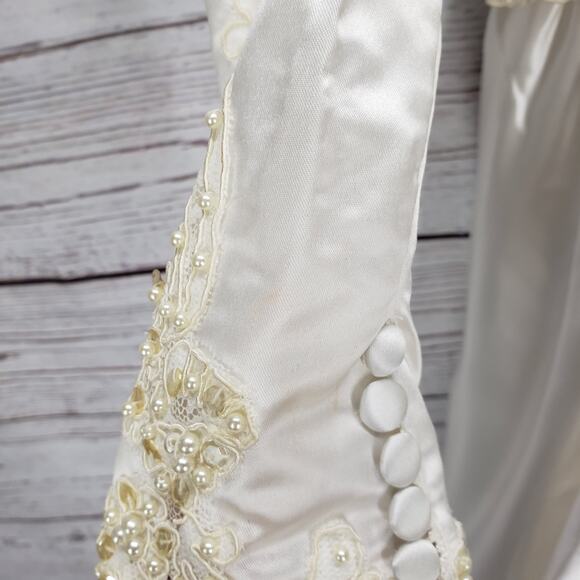 Vintage Jean Phoenix by Shirlee Women's Ivory Puff Sleeve Wedding Gown Size 10 - Picture 11 of 16